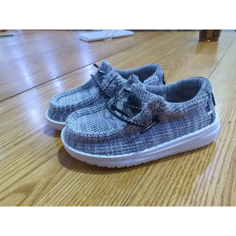 Hey Dude Wally Toddler Stretch Yin Yang Gray Loafer Shoes US 7.5